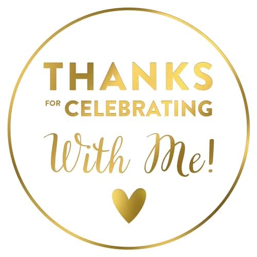 Thanks for Celebrating with Me Stickers 120PCS Metallic Gold Thank You Stickers 2 Inch Thank You Party Favors Sticker Round Circle Thanks Labels Sticker for Envelope Seals Birthday