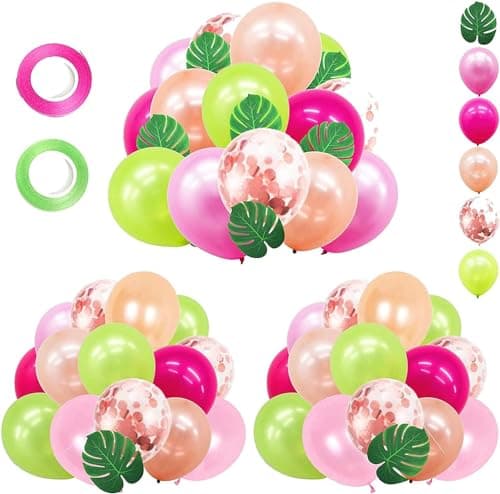 Hawaiian Party Decorations 68pcs Tropical Luau Party Decorations Balloons With Palm Leaves For Summer Aloha Moana Tiki BDAY Parties Decor