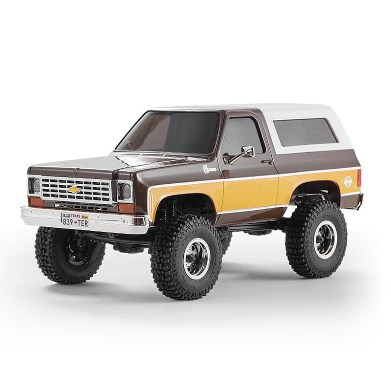 SVERTIBO FMS 124 RC Crawler FCX24 Chevy K5 Blazer Officially Licensed Mini RTR RC Pick Up Truck SUV 2 in 1 4WD 24GHz 3CH OffRoad RC Model Car WLED Lights for Adults Toys Brown