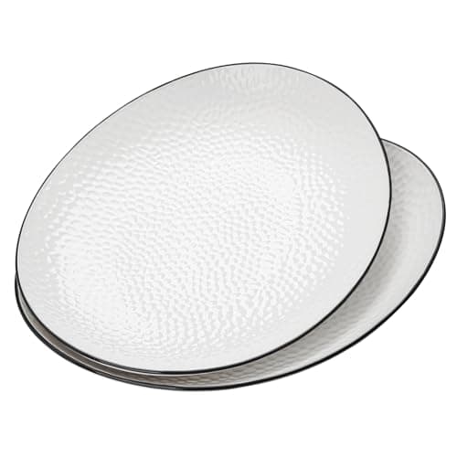 Roeveca 15" Large Serving Platter - Oval Large Serving Tray, Ceramic Serving Dish, White Platters for Serving Food, Appetizers, Entertaining, Party, Set of 2