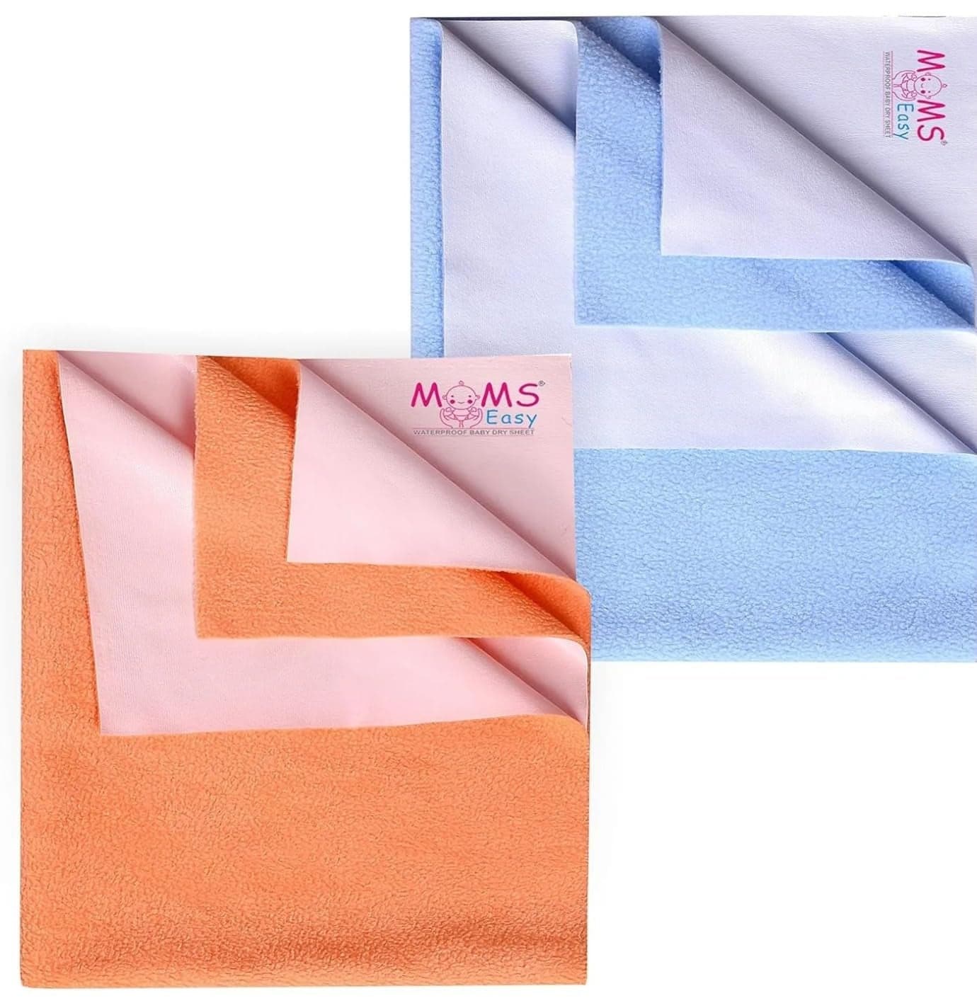 MOMSEASY New Born Baby Waterproof Bedsheet Oil Cloth Waterproof Baby Baby Drysheet with Ultra Absorbance and Small Baby Products All ComboPeach SBlue Large 140x100 cm