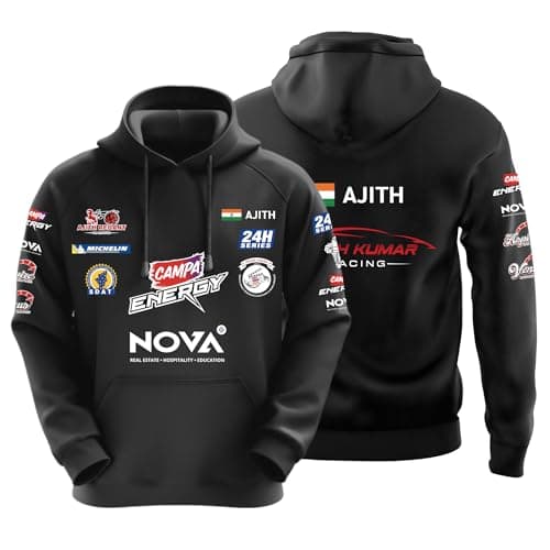 DUDEME Ajith Racing Hoodie Black | New Motorsport Hoodies for Men & Women | Casual wear Cotton Hoodies