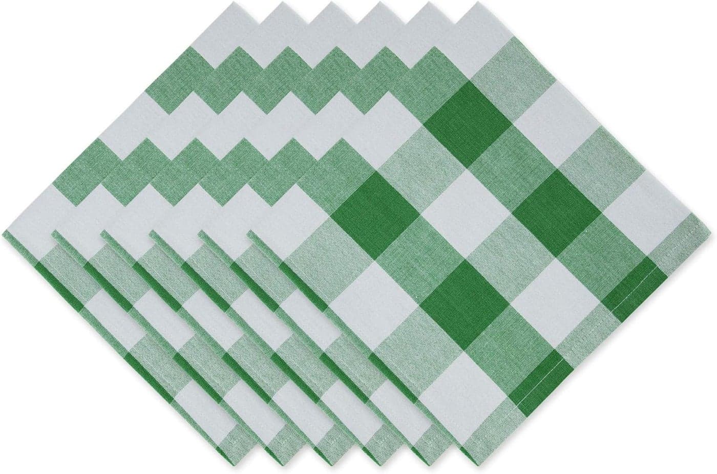 DII Buffalo Check Collection Classic Farmhouse Cloth Napkin Set 20x20 Green White 6 Piece