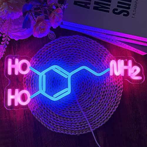 Dopamine Molecule Neon Sign Dimmable LED Light Up Wall Decor Science Chemistry Structure Art Aesthetic Happy Hormone Sign for Lab Office Classroom Graduation Christmas Gift163 65in