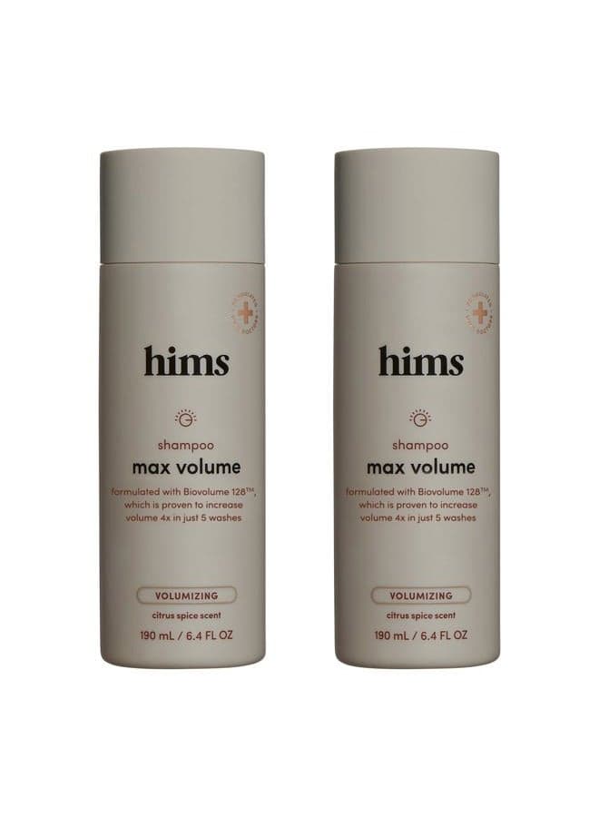 hims Max Volume Shampoo 2 Pack - Volumizing Shampoo for Men with Biotin - Citrus Spice - Men's Natural Shampoo Adds Volume, Shine & Bounce - 2 x 6.4 fl oz Bottles