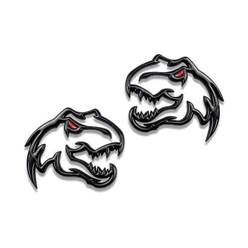Zhizhong Dinosaur Emblem Fits for Dodge RAM TRX 1500 2500 3500 Charger Challenger ~Stick it Anywhere (A Pair, Red Eye)
