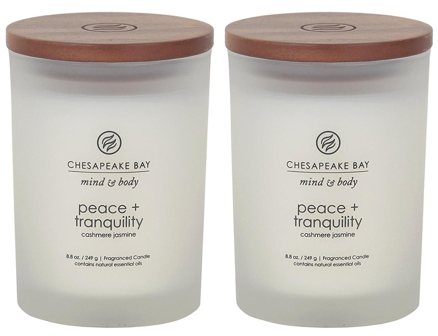 Chesapeake Bay Candle Peace + Tranquility (Cashmere Jasmine) Scented Candles Medium Size 2-Pack Perfect for Home Décor Relaxation and Gifting
