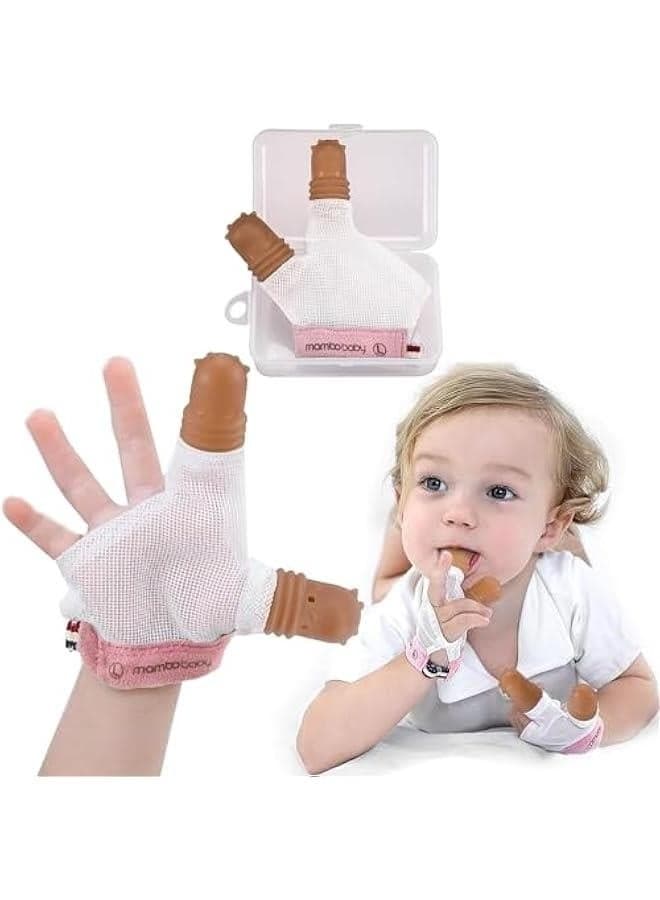 Thumb Sucking Stop for Kids - 2-3 Years Old - Silicone Finger Guard for Thumb Sucking with Breathable Mesh Adjustable Thumb Sucking Treatment Kit for 12 Months, Large, Pink