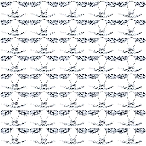 Coopay 120 Pieces Halloween Dalmatian Costume Set Puppy Dog Ears Headband Kit Include Dalmatian Ears Headbands Bow Tie and Tail for Christmas New Year Cosplay Costume or Party Decoration