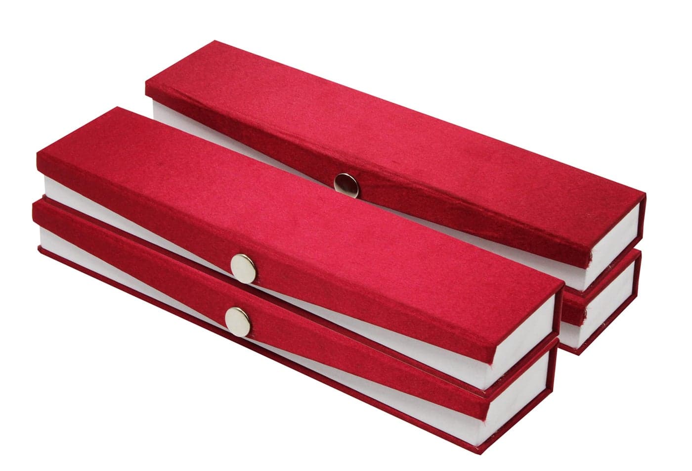 LUCES 4 Pieces MDF board Long Chain Necklace Pendant Bracelet Jewelry Holder Gift Box Case for Wedding Engagment Valentine's Day Maroon