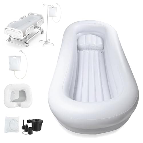 SMLXLXX,Bedside Shower Bath Kit,Inflatable Bed Bath,Medical grade PVC Bedside Shower Bathtub Kit,Bed Baths for the Disabled,Suitable for Disabled People, Elderly Pregnant Women, Etc (Double layer)