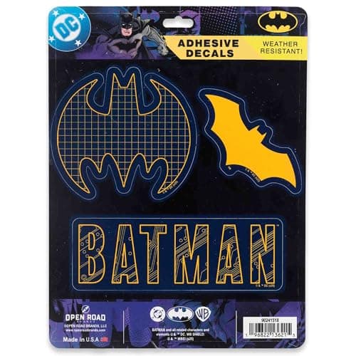 DC Comics Batman Adhesive Vinyl Decals Iconic Set of Batman Stickers for Car Water Bottle or Laptop 1 Pack 3 Count