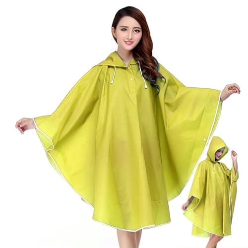 Allextreme EVA Raincoat Poncho 160 GSM with Adjustable Hood Full Sleeves Knee Length Ladies Universal Size Water Resistant Outdoor Rainwear for Bike Riders Women (Pack of 1, Yellow)