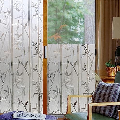 SIA VENDORS Vinyl Frosted Window Self Adhesive Privacy Glass Film for Office Glass Partition Glass Door Bathroom Sticker for Privacy ((1 Feet x 4 Feet, Bamboo Opaque)