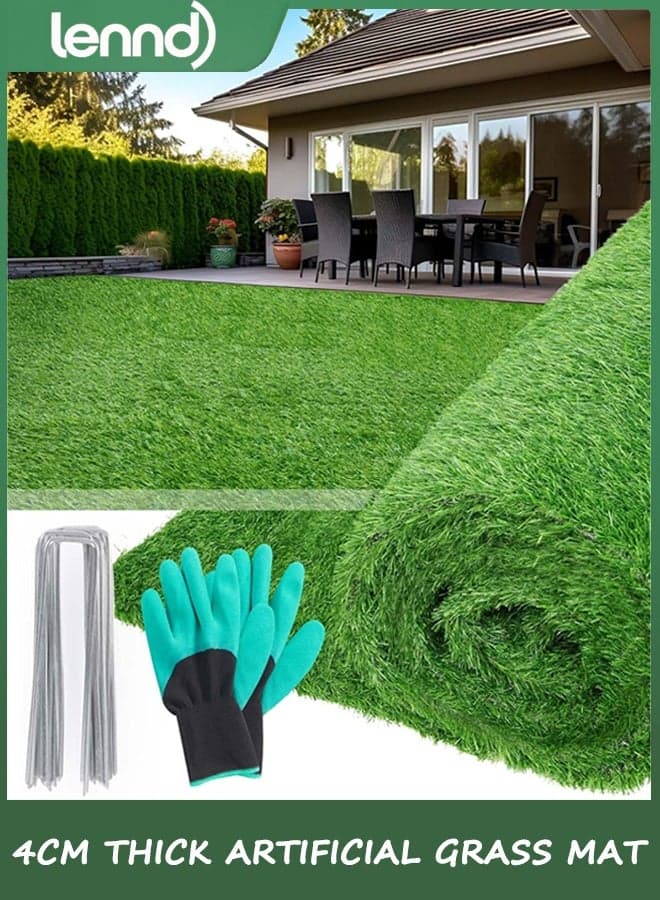 1X3 Meter Realistic Artificial Grass Carpet, 1m x 3m x 4cm Synthetic Fake Grass Mat for Dogs, Premium Synthetic Turf Mat for Garden, Reusable Turf Outdoor Rug Patio Garden Balcony Landscape, Faux Grass Rug with Drainage Holes.