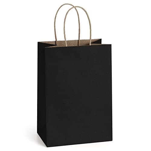 BagDream Gift Bags 100Pcs 525x3x8 Small Kraft Paper Gift Bags with Handles Bulk Black Paper Sacks for Small Business Retail Merchandise Grocery Wedding Birthday Party favor