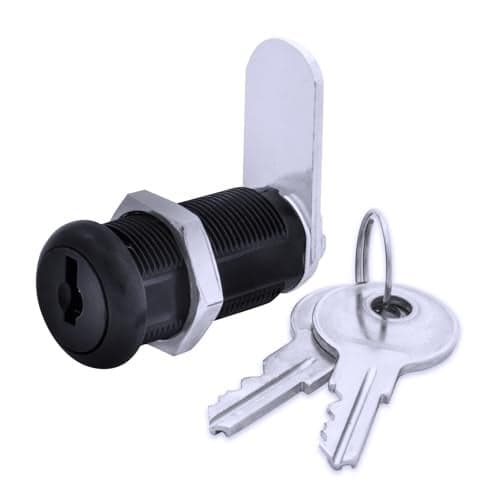 FJM Security 9100A-BLK-KD Disc Tumbler Cam Lock, Lock for Smart Home, Cabinet Locks Baby Proofing Solution, Drawer Lock for Home Improvement, with 1 3/8” Cylinder, Keyed Different, Black Finish
