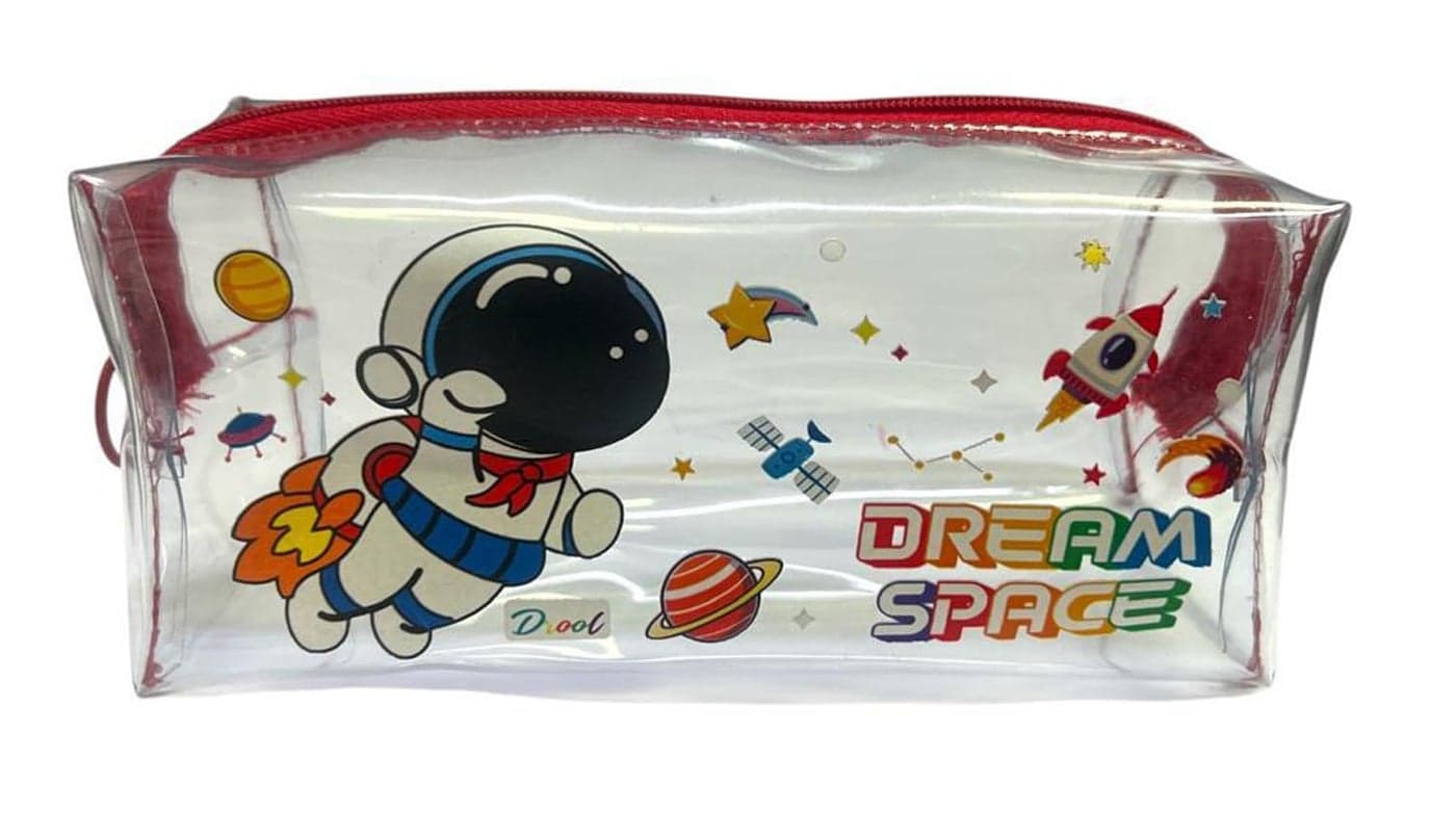 Jiada Stationary Transparent Pouch with Zipper Multi-Purpose Bag | Space Astronaut