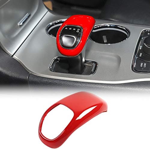 CheroCar Gear Shift Knob Cover Stick Shifter Cap Cover Frame for 2014-2015 Jeep Grand Cherokee, for 2012-2014 Chrysler 300C, Interior Accessories (Red)