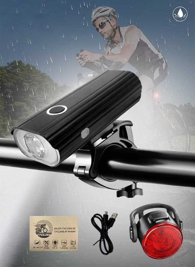 High Lumen Aluminum Alloy Bike Headlight 2000 Lumens Rechargeable Front Light with Six Super Bright LEDs Wide Beam Waterproof for Road and Mountain Bicycles Includes Handlebar and Under Mounts