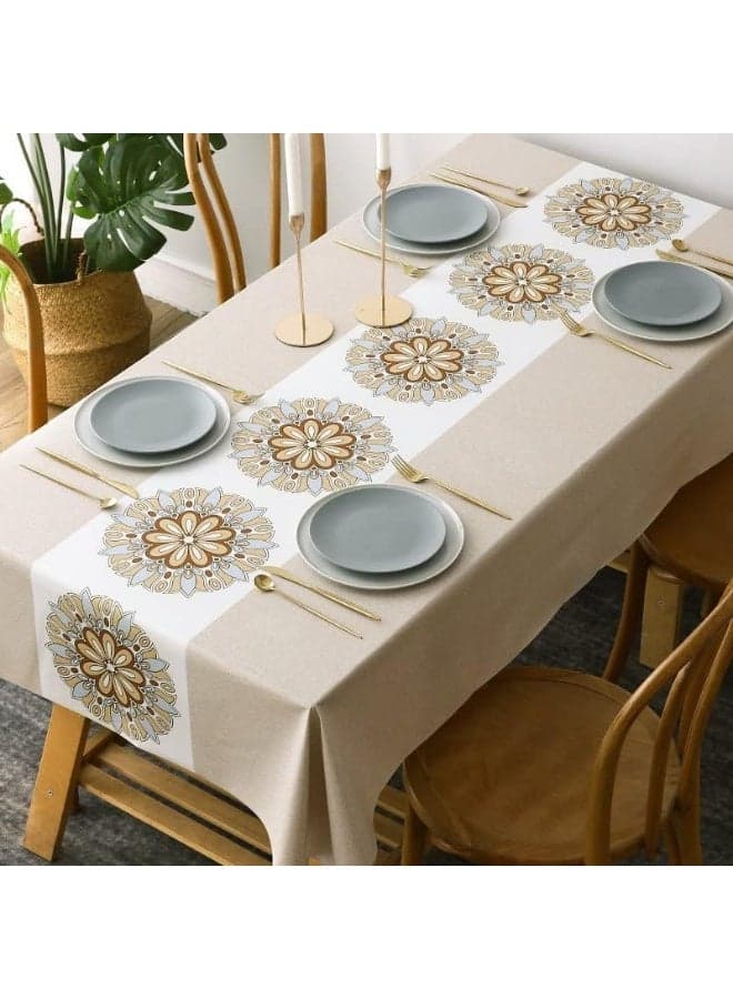 Rectangle Tablecloth 140x180 cm, Heavy Duty Oil Proof Spill Proof Plastic Table Cloth, PVC Table Cloths, Waterproof Vinyl Tablecloth, for Dining, Kitchen, Picnic, Party, Indoor and Outdoor