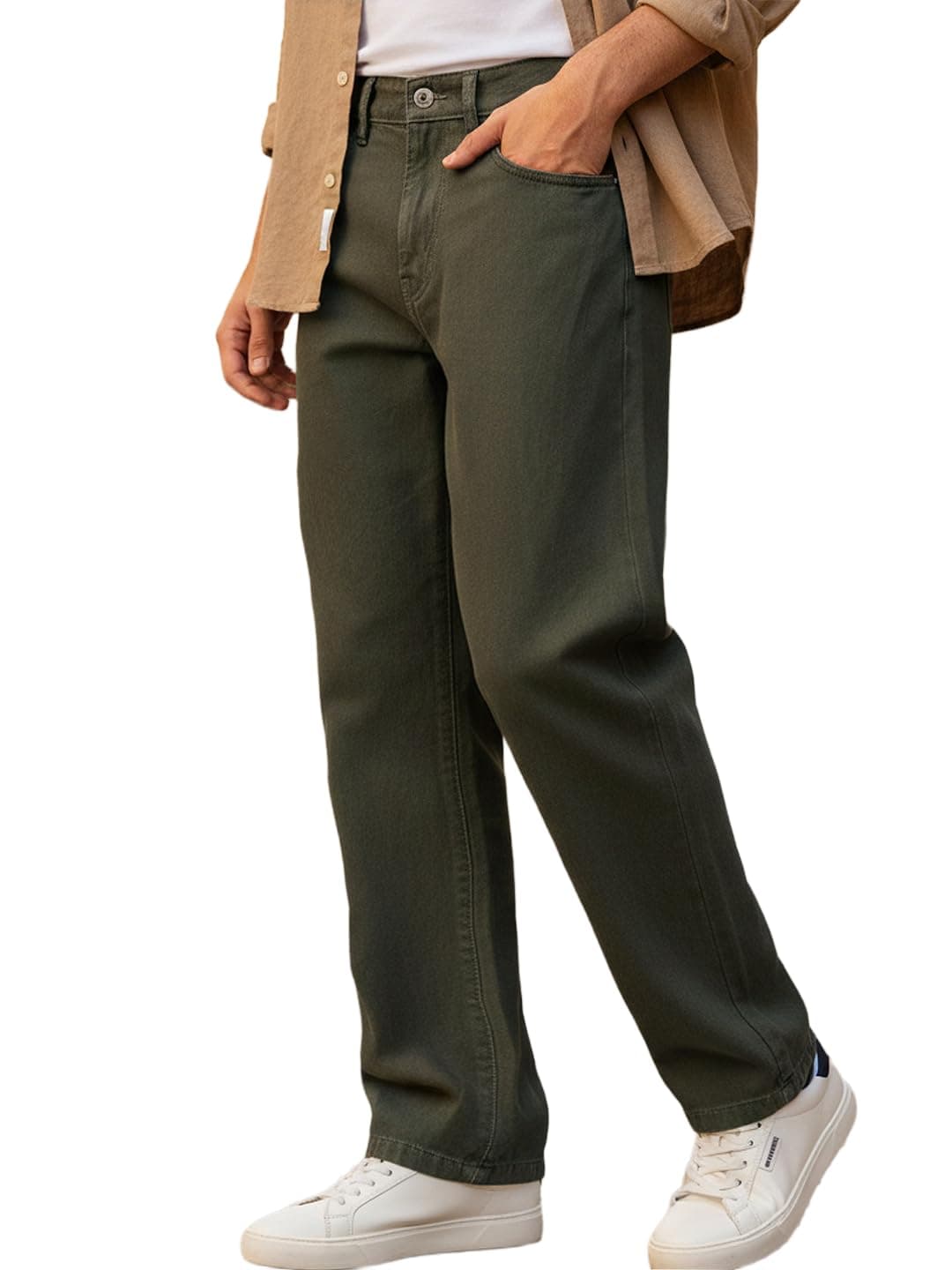 Urbano Fashion Men's Khaki Loose Baggy Fit Washed Jeans Non-Stretchable (jeanloose-02-khaki-28)