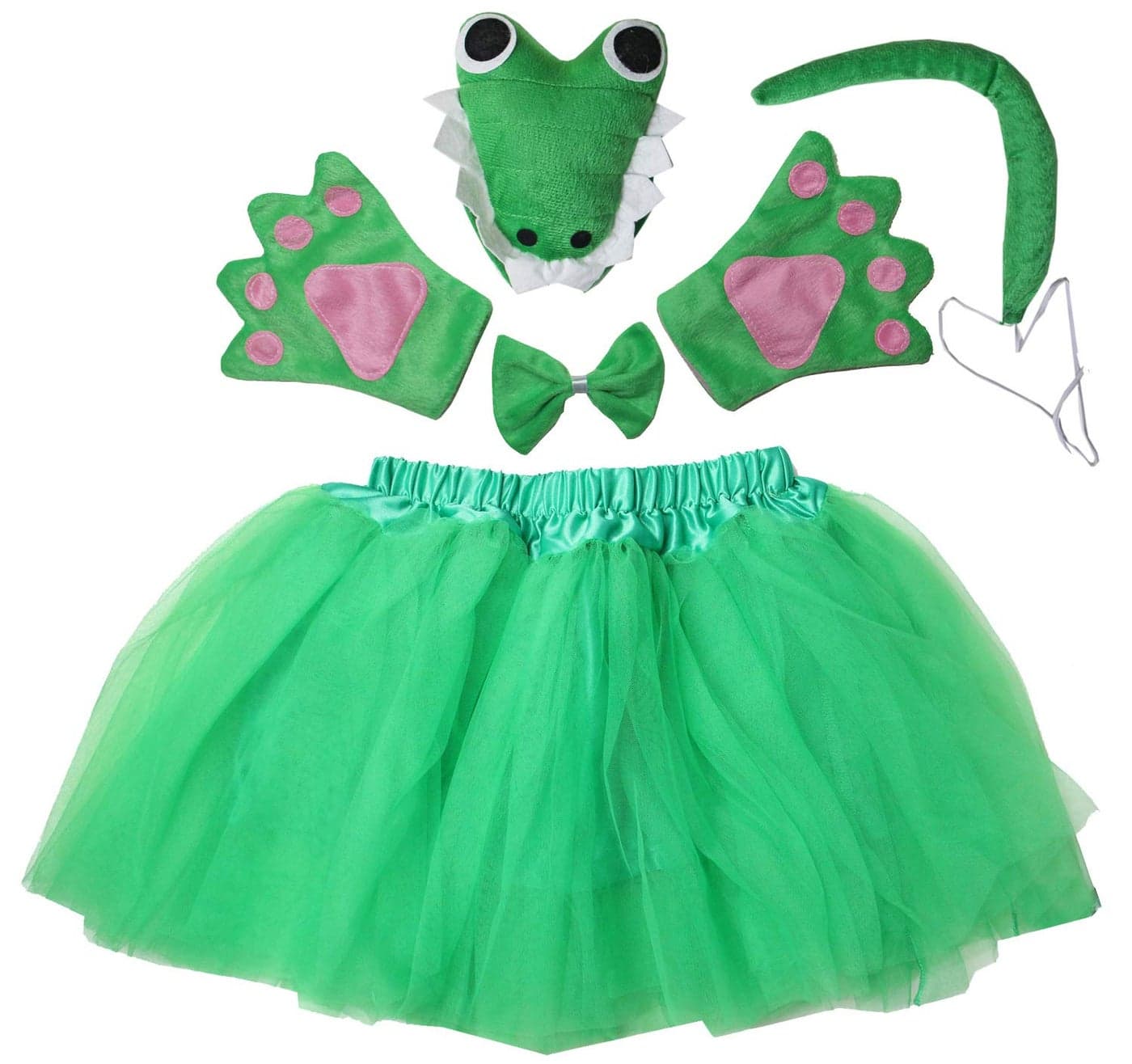 Kirei Sui Kids Animal Costume Crocodile Tutu and Headband Girls 6Piece Halloween Alligator Dress Up Set Green
