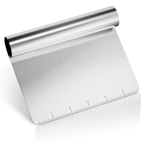 Bench Scraper Kitchen – Multipurpose Pastry Scraper Tool with Measuring Scale, Pizza & Bread Dough Cutter Tool, Stainless Steel Build – Rust-Resistant Bench Knife, Ergonomic Grip & Multi-Use Design