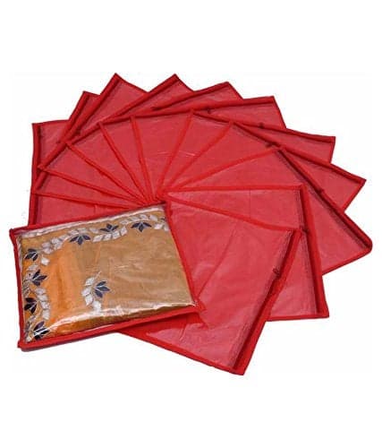 Fashion Bizz Saree Cover Set of 12Red