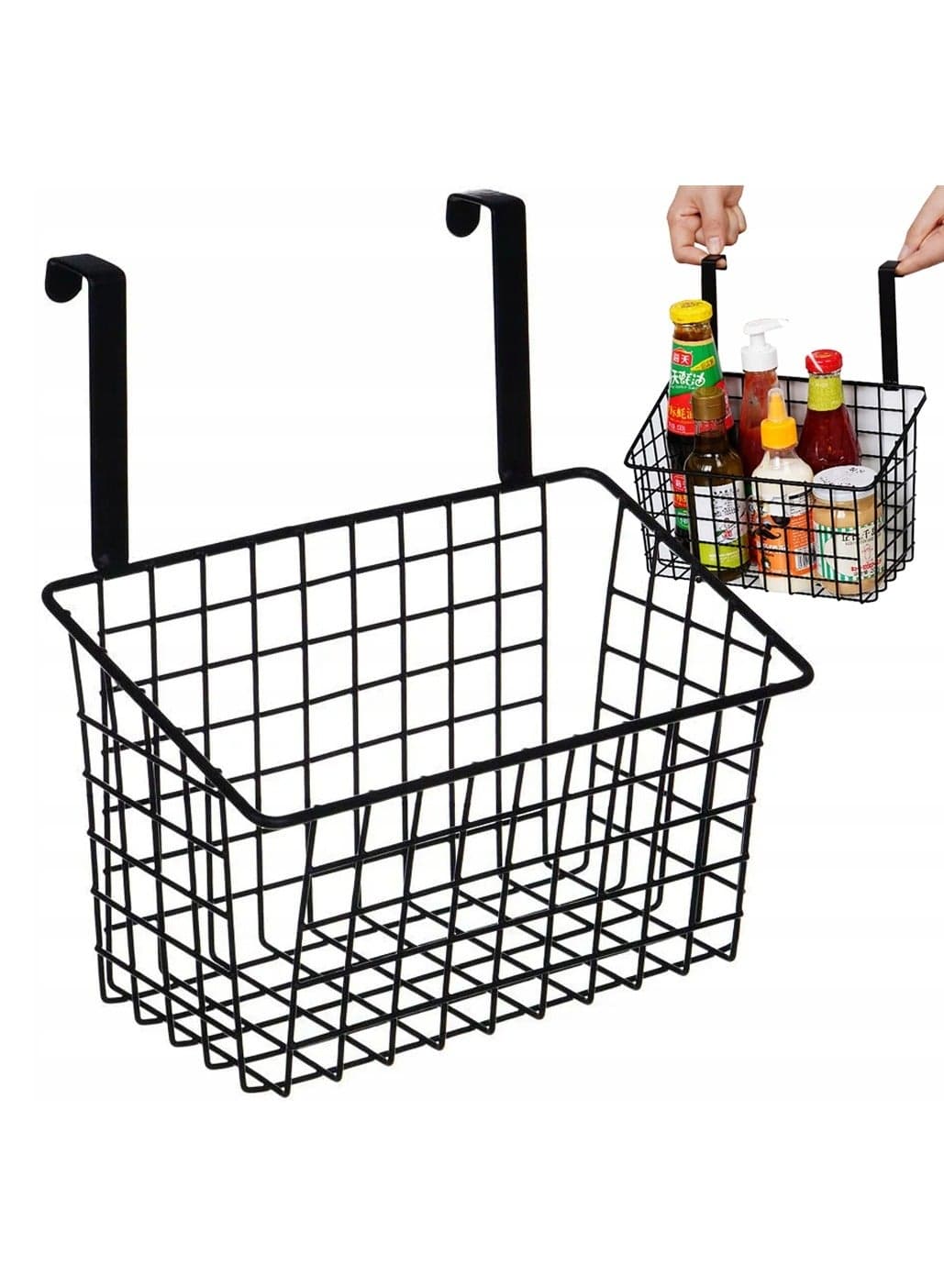 1pc Stylish Hollowed Out Cabinet Door Storage Rack - Portable, Space-Saving Over Door Basket for Kitchen Spice Organization & Bathroom Storage - Durable, Easy-Move Design for Effortless Household Supplies Management