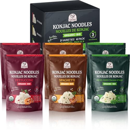 52USA Organic Konjac Shirataki Noodle, Low Carb Pasta 52.8 Oz (1500 g), Angel Hair, Fettuccine, USDA Organic Healthy Spaghetti Noodles (3 Variety - 6 Pack Inside), Keto and Paleo Friendly, Low Calorie, Sugar Free, Vegan, Ready to Eat