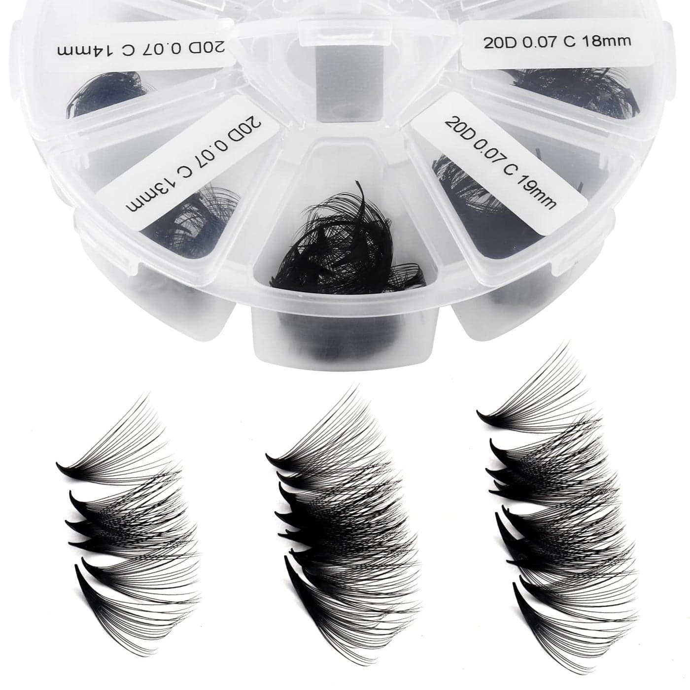 Premade Fans Eyelash Extension 500 Fans Handmade Loose Volume Lashes 20D Pre-made Fans 0.07mm Thickness C/D Curl 9-16mm/13-20mm Mixed Volume Eyelash Extensions (500PCS-20D-0.07-C, 9-16mm mixed)