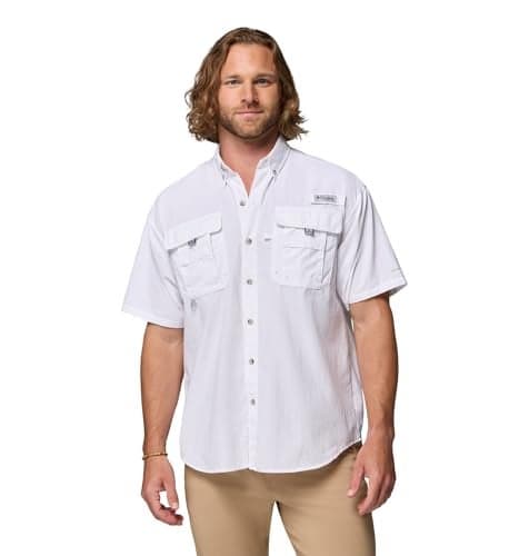 Columbia Mens PFG Bahama II Short Sleeve Fishing Shirt White XLarge