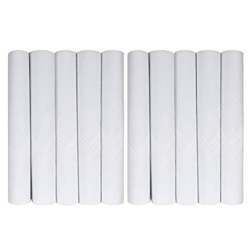 Caruso Italy Men's Premium 100% Pure Cotton Handkerchief White Self Border - Pack of 5 (46x46 cm)