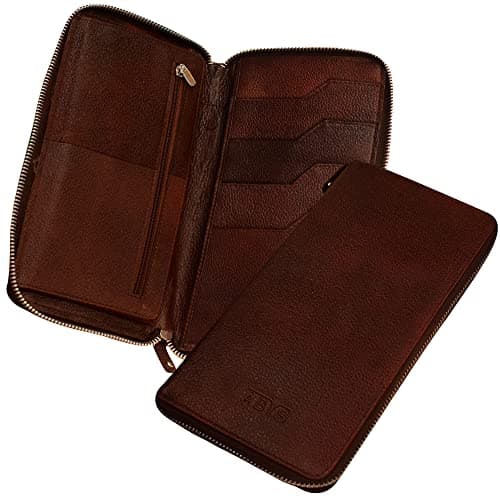 ABYS Genuine Leather Dark Brown Passport Holder||Card Holder||Wallet for Women and Girl's