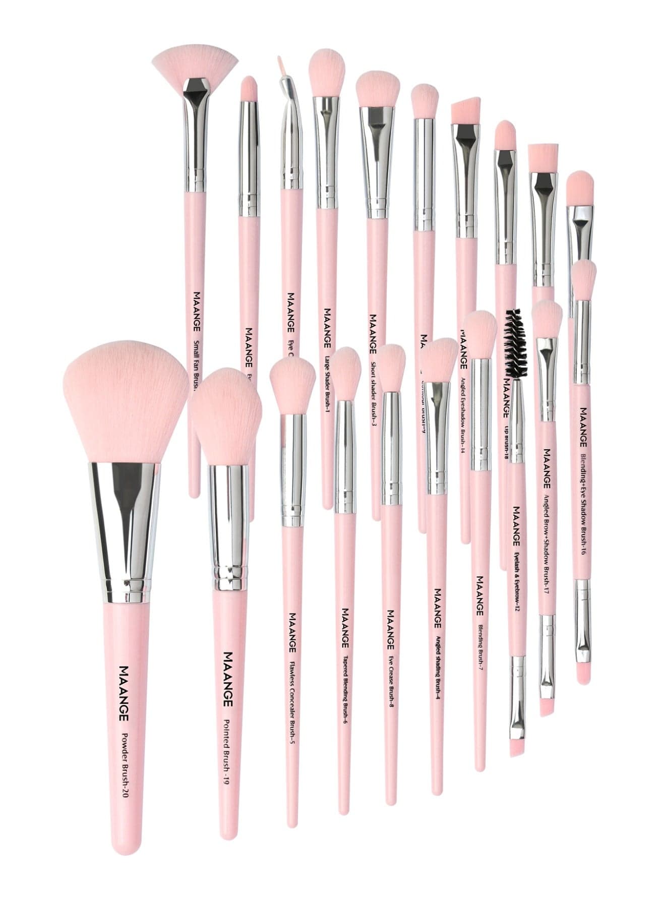 Make up Brushes, 20Pcs Premium Cosmetic Makeup Brush Set for Foundation Blending Blush Concealer Eye Shadow, Cruelty-Free Synthetic Fiber Bristles, Travel Makeup Tools,Light Pink