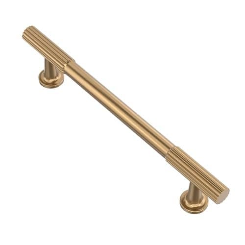 Alzassbg Cabinet Pulls Champagne Bronze Ridged Bar Handles 5 Inch128mm Hole Centers Kitchen Handles for cabinets 10 Pack AL3095BRG