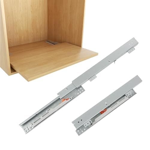 Undermount Drawer Slide Bottom Mount Pull Out Shelf Slides Full Extension Soft Close Base Mount Slide Out Drawer Track Shelf Slider Rail for Cabinet Tray Kitchen Pantry Drawer Trash Can Hardware