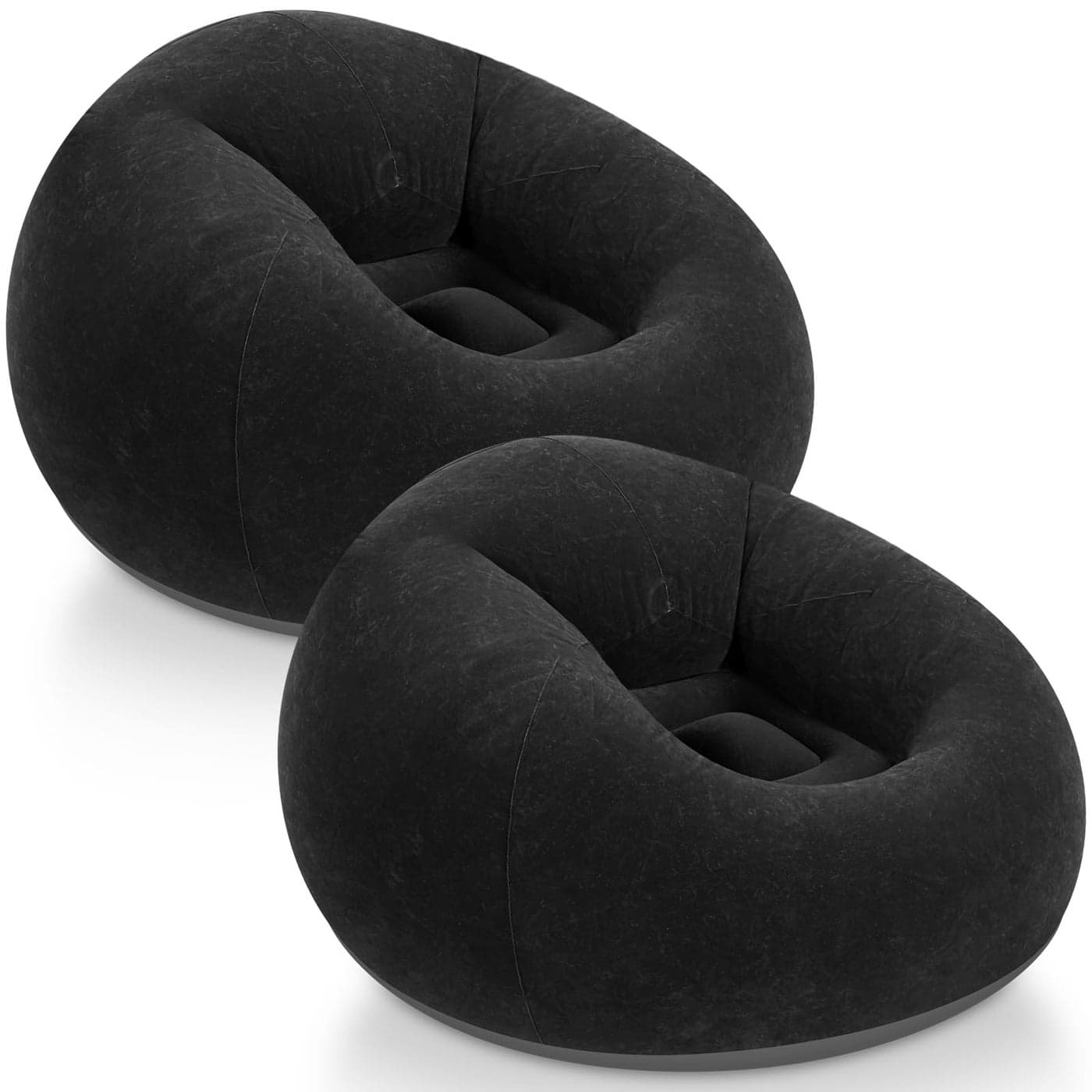 Realspring Inflatable Bean Bag Chairs Outdoor Blow up Camping Chairs Inflatable Lazy Sofa Folding Portable Bean Bag Loungers Couch for Movie NightBlack2 Pcs