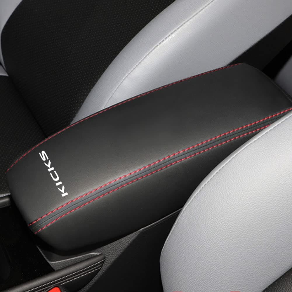 XITER 1PC Leather Center Console Cover Armrest Pad Protector Waterproof AntiScratch Armrest Box Cover for Nissan Kicks 2021 2022 2023 2024Not Fit for SRed Stitches
