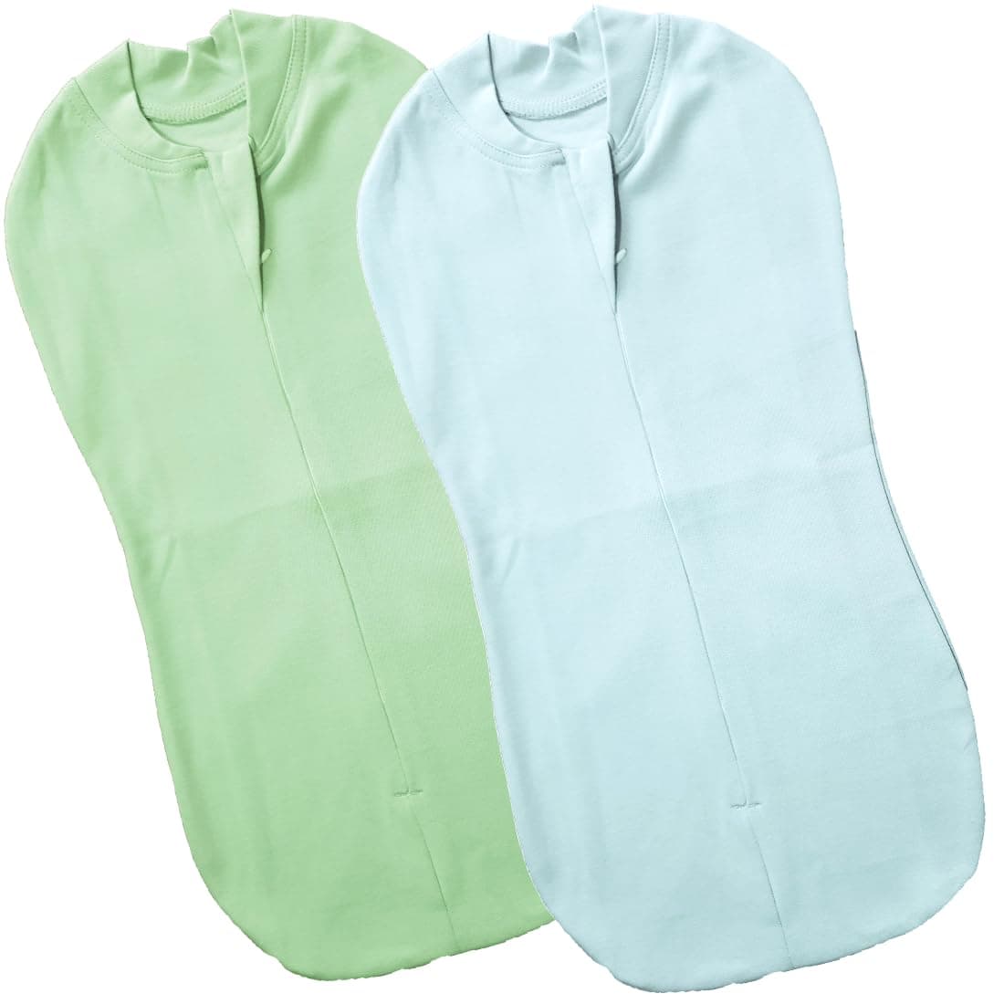 MammaChamp PODZipper SwaddleSleeping BagBlanketsWrapSack for NewbornInfant Baby 03 months Packof 2 Light GreenLight Blue