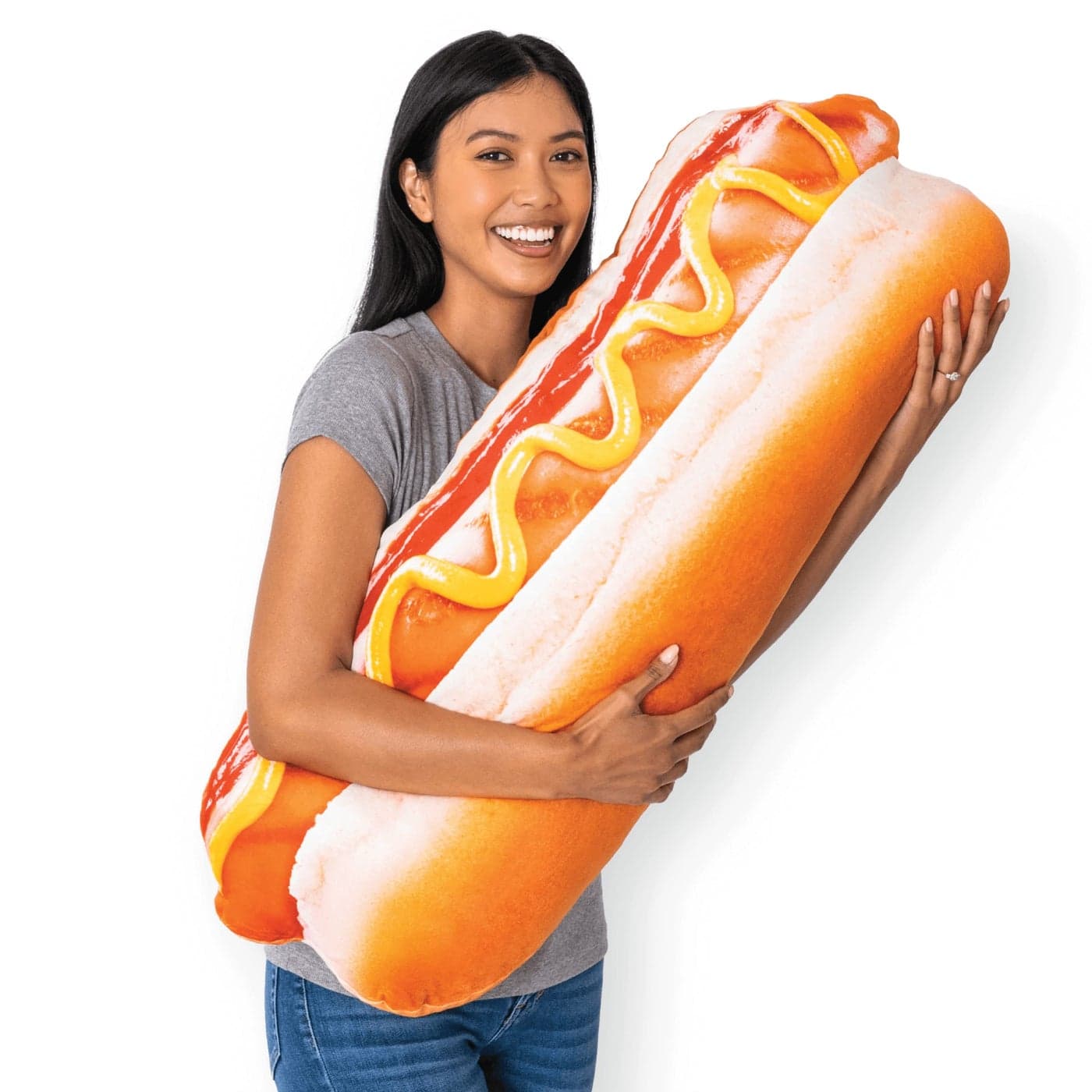 Much Comfort 39 3D Supreme Hot Dog Throw Pillow Made with Super Soft Ultra Premium Fabric Cute Comfortable Plush Stuffed Body Cushion for Home Decor Best Funny Gift for Meat Lovers XLarge