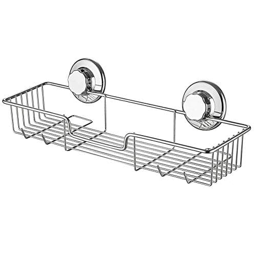 iPEGTOP L4 Strong Suction Cup Shower Caddy Bath Shelf Storage Combo Organizer Basket for Shampoo Soap Conditioner Razor Bathroom Accessories Rustproof Stainless Steel Chrome