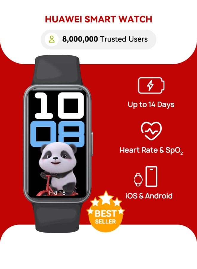 Band 10 Smartwatch, Compatible with iOS Android, Emotional Wellbeing Assistant, Fast Charging And Robust Battery Life, Comfortable Wearing, Pro-Level Sleep Analysis, Black