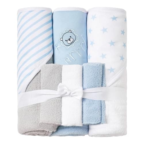 Viviland Baby Towels and Baby Wash Cloths Set Hooded Baby Towels Baby Wipes Absorbent Bath Face Towels Burp Cloths or Face Towels for Girl Boy 6Pack Size 28 x 28 InchLion