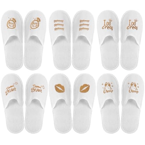 Velmitten 12 Pairs Disposable Wedding Slippers Disposable Hotel Slippers for Guests Bride Bridesmaid Gifts for Travel Spa Home Bridal Shower Women Closed Toe (US Men Size 10,Women 11)