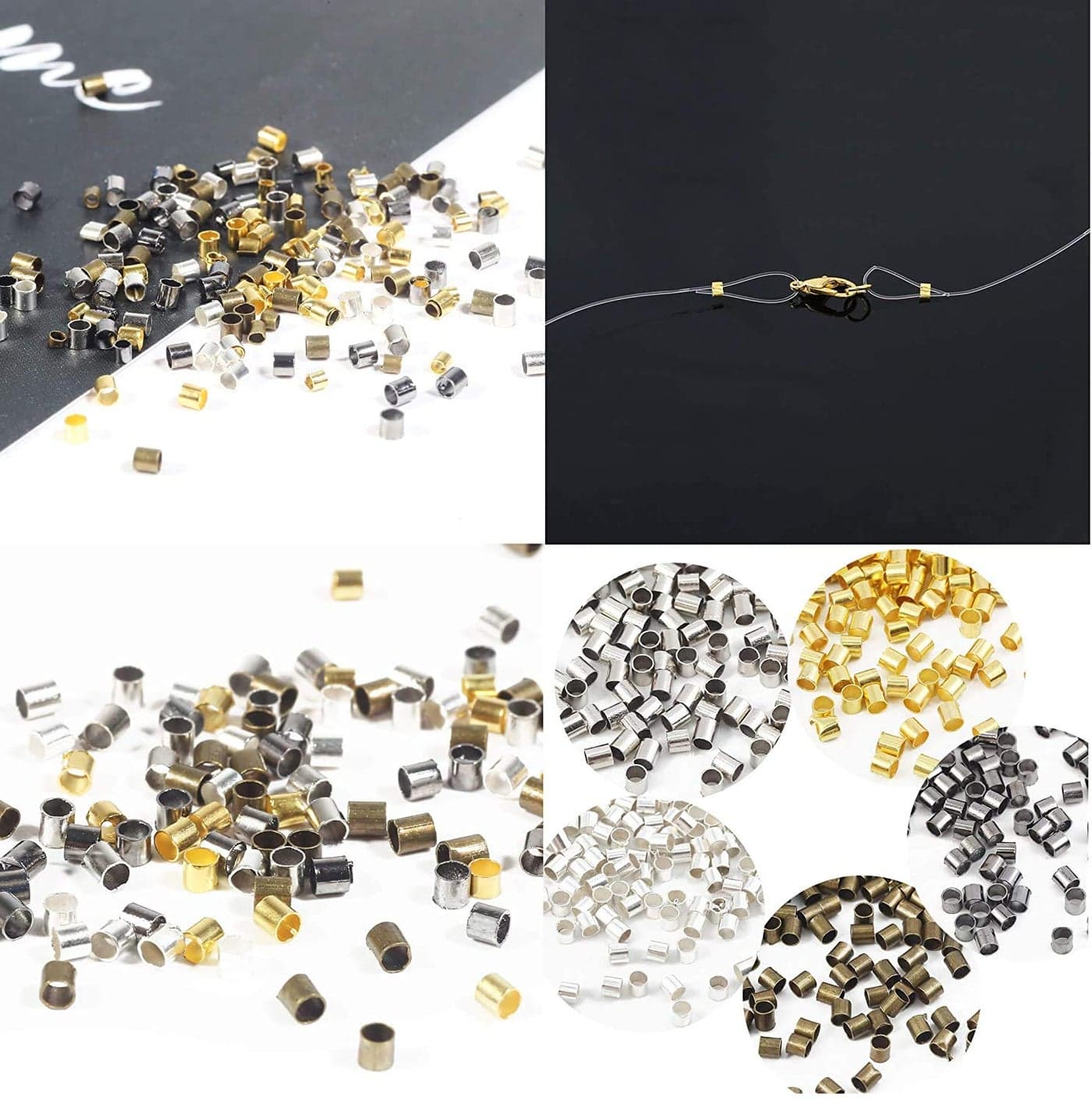 DIY Crafts Pack of 500 Pcs, Gold Package Include As Title, 500Pcs Copper Tube MM Crimp Beads End Beads Rope Stopper Spacer B(Pack of 500 Pcs, Gold Package Include As Title)