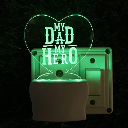 Talgo My Dad My Hero 3D Optical Illusion Acrylic Night Lamp, 7 Colors Rgb Auto Gradual Changing Led Plug And Play Night Light, Office Light, Best For Gift, Multicolour, Pack of 1