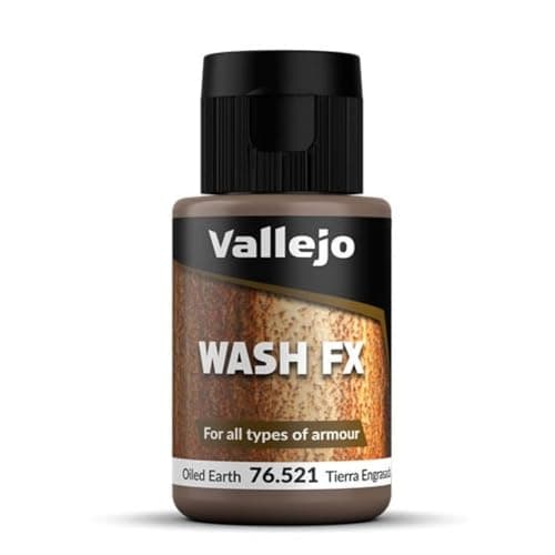 Vallejo - Wash FX | Oiled Earth 35 ml. (1.18 fl.oz.) | Designed for All Types of Armour | Visual Realism for your Projects | Brush or Airbrush Use