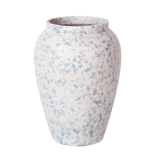 Ceramic Rustic Vase for Home Decor, 6" Tall Dusty-Blue Farmhouse Vase for Living Room, Entryway, Kitchen, Shelf, Table Centerpiece